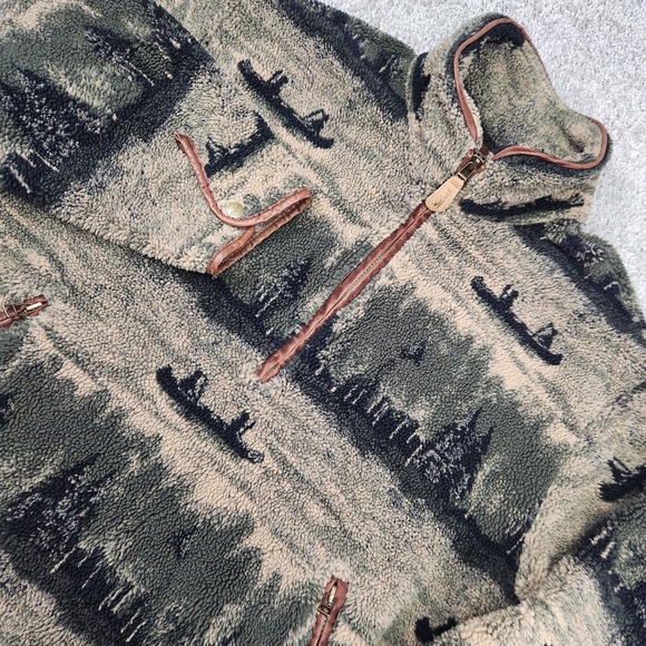Vintage Woolrich Fleece Pullover Mens M Outdoors Canoe Sherpa Jacket Cabincore - Picture 1 of 13